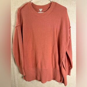 Aerie Pink Sweater Womens XS Oversized Lagenlook Cotton Blend Preppy Barbie